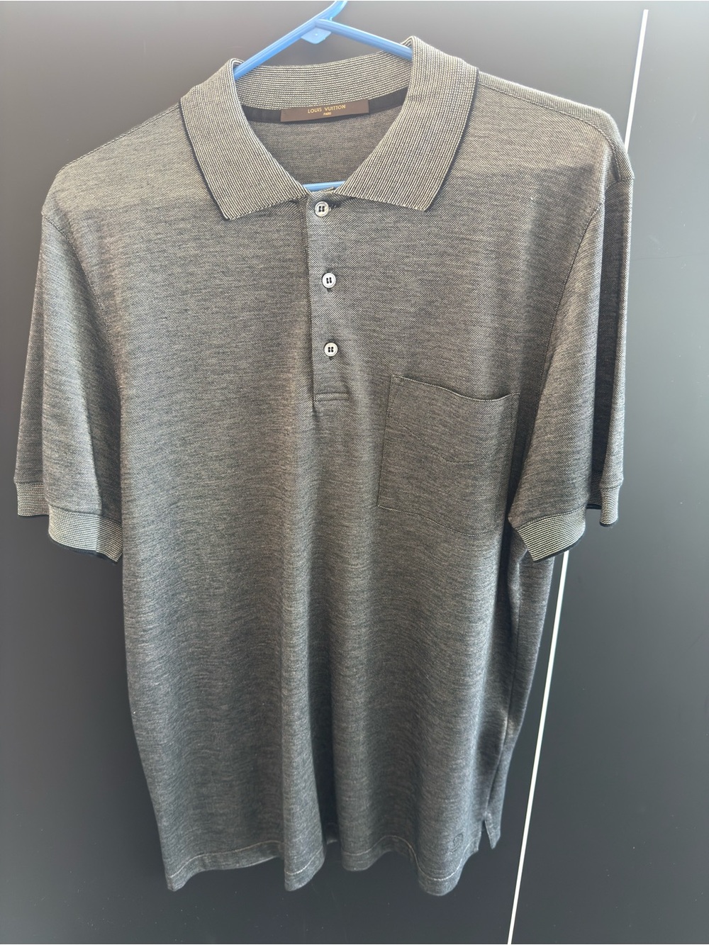 Louis Vuitton Men's Dark Gray Polo with Chest Pocket